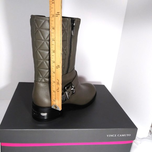 Vince Camuto Waveera Women's Leather Olive Gray Moto Boots- Size 9M - Picture 6 of 8